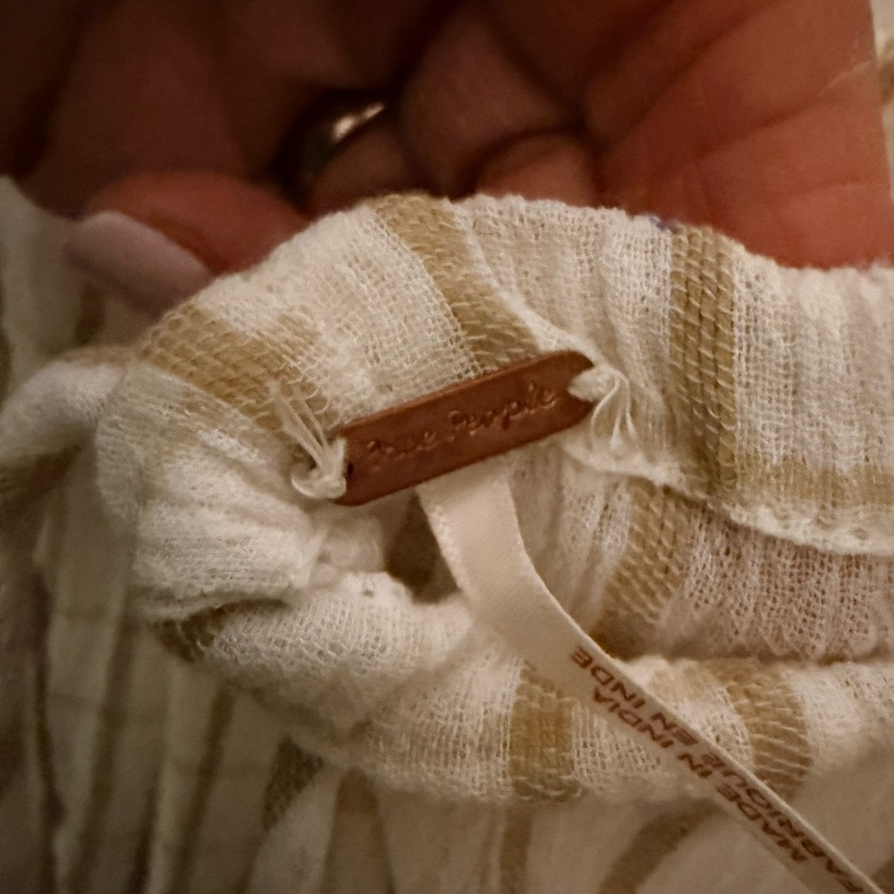Free People Cream and Tan textured maxi thin-strapped dress